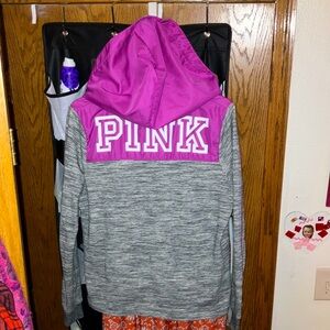 Sz M PINK Pullover hoodie half zip